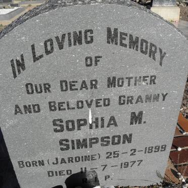 SIMPSON Sophia M. nee JARDINE 1899-1977