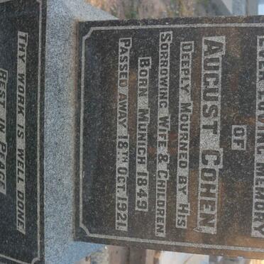 COHEN August 1849-1921 