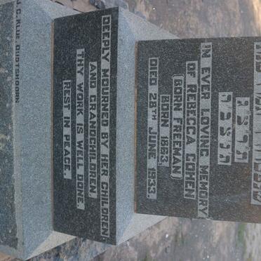 COHEN Rebecca nee FREEMAN 1863-1933