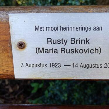 BRINK Maria nee RUSKOVICH 1923-2016