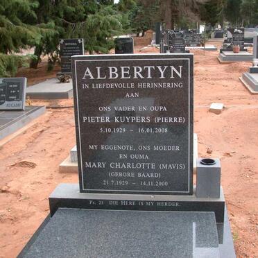 ALBERTYN Pieter Kuypers 1929-2008 &amp; Mary Charlotte BAARD 1929-2000