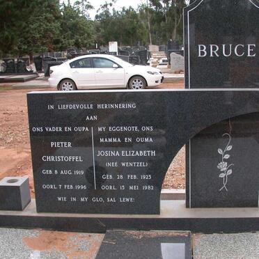 BRUCE Pieter Christoffel 1919-1996 &amp; Josina Elizabeth WENTZEL 1925-1982