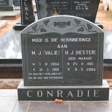 CONRADIE M.J. 1904-1981 &amp; H.J. MARAIS 1915-2004