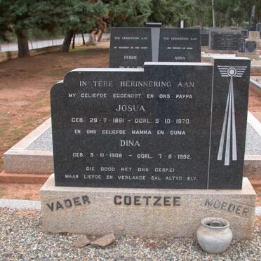 COETZEE Josua 1891-1970 &amp; Dina 1908-1992