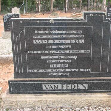 EEDEN Theunis, van 1855-1949 &amp; Sarah S. COETZEE 1862-1940