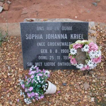 KRIEL Sophia Johanna nee GROENEWALD 1908-199?