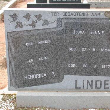 LINDE Hendrika P. 1884-1977