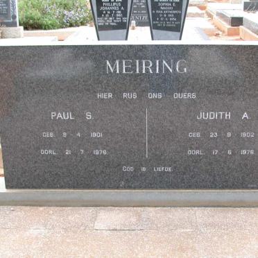 MEIRING Paul S. 1901-1976 &amp; Judith H. 1902-1976