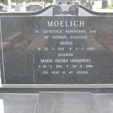 MOELICH Arend 1901-1975 &amp; Maria Jacoba ERASMUS 1911-1998