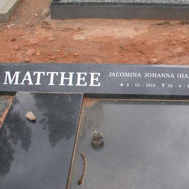 MATTHEE Jacomina Johanna 1912-2007