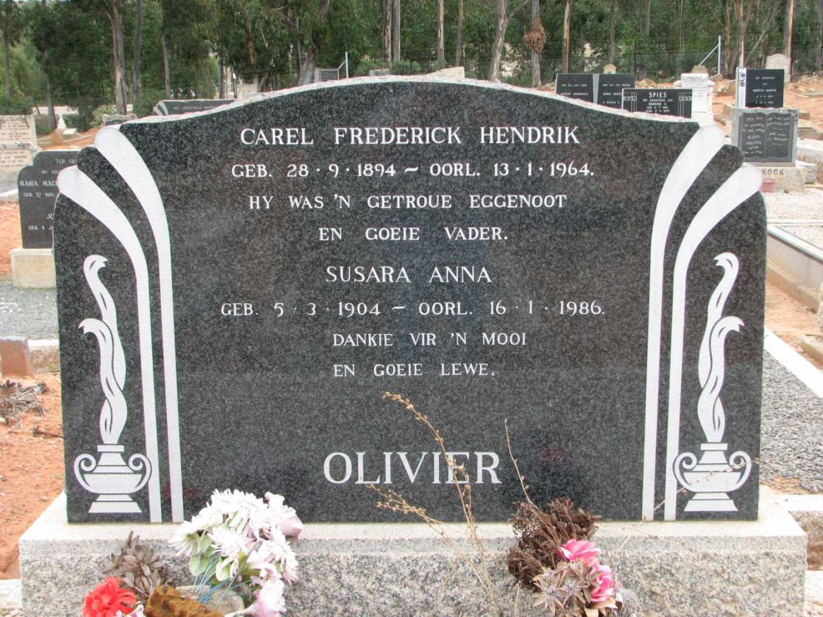 OLIVIER Carel Frederick Hendrik 1894-1964 &amp; Susara Anna 1904-1986