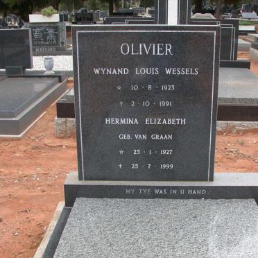 OLIVIER Wynand Louis Wessels 1925-1991 &amp; Hermina Elizabeth VAN GRAAN 1927-1999