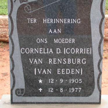 RENSBURG Cornelia D., van nee VAN EEDEN 1905-1997