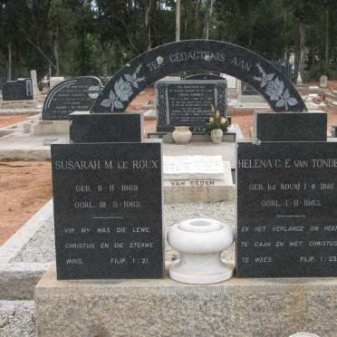 ROUX Susarah M., le 1869-1963 :: VAN TONDER Helena C.E. nee LE ROUX 1881-1963