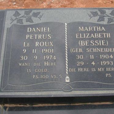 ROUX Daniël Petrus, le 1901-1974 &amp; Martha Elizabeth SCHNEIDER 1904-1993