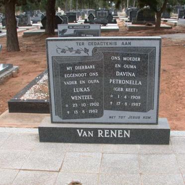 RENEN Lukas Wentzel, van 1902-1982 &amp; Davina Petronella KEET 1908-1987