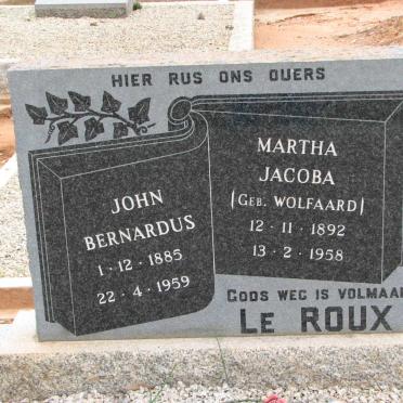 ROUX John Bernardus, le 1885-1959 &amp; Martha Jacoba WOLFAARD 1892-1958