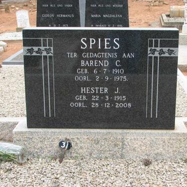 SPIES Barend C. 1910-1975 &amp; Hester J. 1915-2008