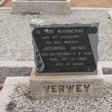 VERWEY Jacomina nee VAN GREUNEN 1898-1960