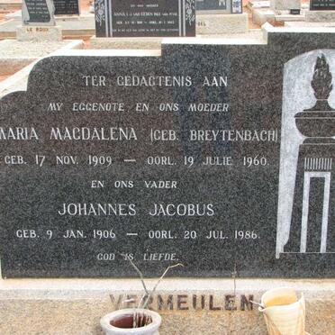 VERMEULEN Johannes Jacobus 1906-1986 &amp; Maria Magdalena BREYTENBACH 1909-1960