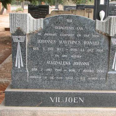 VILJOEN Johannes Marthinus 1893-1956 &amp; Magdalena Johanna 1900-1990