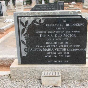 VICTOR Theunis G.D. 1872-1961 &amp; Aletta Maria BEUKMAN 1881-1971