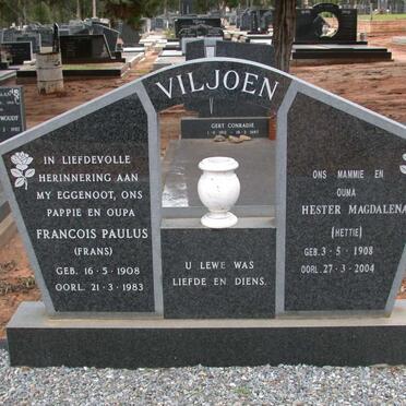 VILJOEN Francois Paulus 1908-1983 &amp; Hester Magdalena 1908-2004