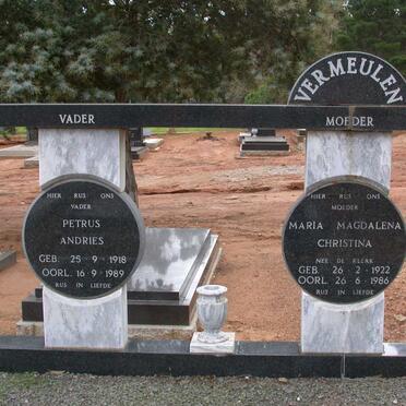 VERMEULEN Petrus Andries 1918-1989 &amp; Maria Magdalena Christina DE KLERK 1922-1986