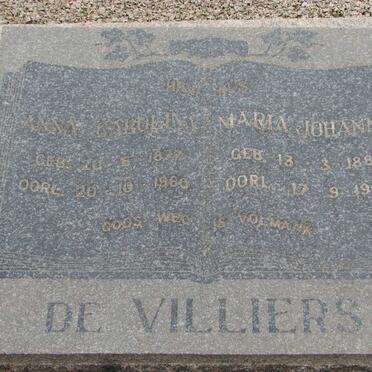 VILLIERS Anna Carolina, de 1877-1960 :: DE VILLIERS Maria Johanna 1880-1964