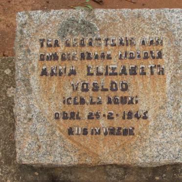VOSLOO Anna Elizabeth nee LE ROUX -1945