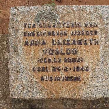 VOSLOO Anna Elizabeth nee LE ROUX -1945