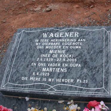 WAGENER Martiens 1925- &amp; Mienie DE KOCK 1939-2005