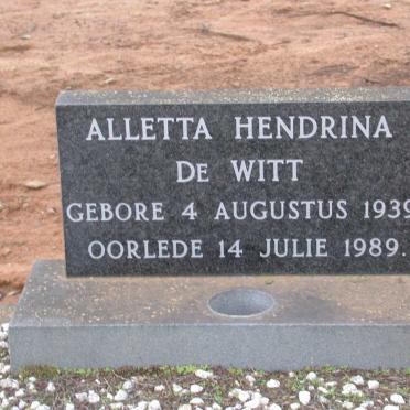 WITT Aletta Hendrina, de 1939-1989