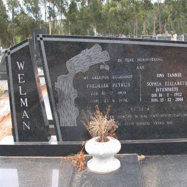 WELMAN Frederik Pertus 1909-1976 &amp; Sophia Elizabeth STEMMET 1912-2000