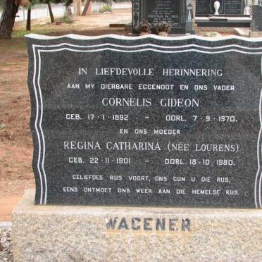 WAGENER Cornelis Gideon 1892-1970 &amp; Regina Catharina LOURENS 1901-1980