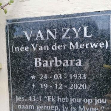 ZYL Barbara, van nee VAN DER MERWE 1933-2020