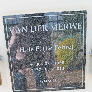 MERWE H. le Febre, van der 1938-2013