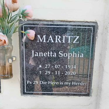 MARITZ Janetta Sophia 1934-2020