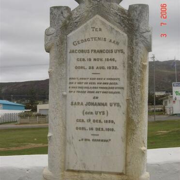 UYS Jacobus Francois 1846-1932 &amp; Sara Johanna UYS 1852-1918