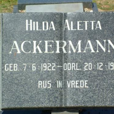 ACKERMANN Hilda Aletta 1922-1998