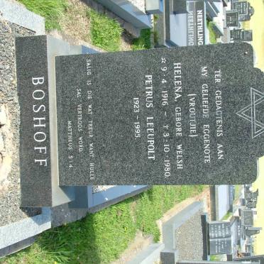 BOSHOFF Petrus Leeupolt 1923-1995 &amp; Helena WELSH 1916-1980