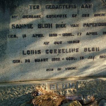 BLOM Louis Cornelius 1882-1966 &amp; Sannie VAN PAPENDORP 1890-1953
