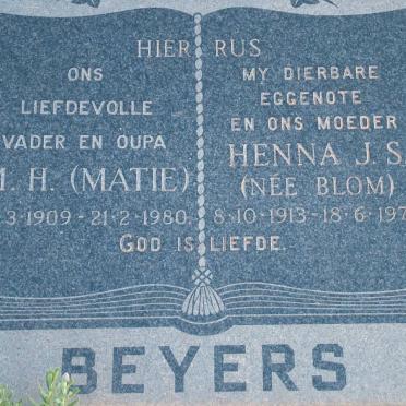 BEYERS M.H. 1909-1980 &amp; Henna J.S. BLOM 1913-1974