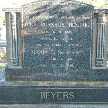 BEYERS Dirk Cornelis Hendrik 1863-1951 &amp; Maria C. GILIOMEE 1871-1956