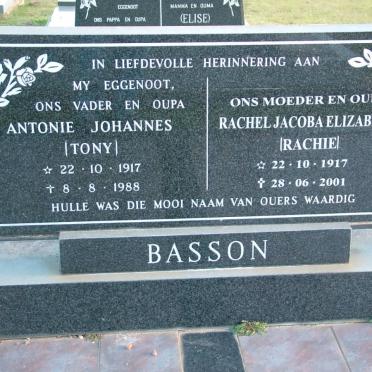 BASSON Antonie Johannes 1917-1988 &amp; Rachel Jacoba Elizabeth 1917-2001