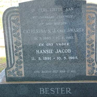 BESTER Hansie Jacob 1891-1965 &amp; Catherina S.J. SWART 1893-1962