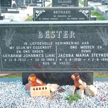 BESTER Abraham Johannes 1932-1984 &amp; Jacoba Maria STEYN 1938-1996