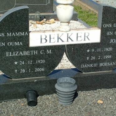BEKKER John 1920-1998 &amp; Elizabeth C.M. 1920-2006