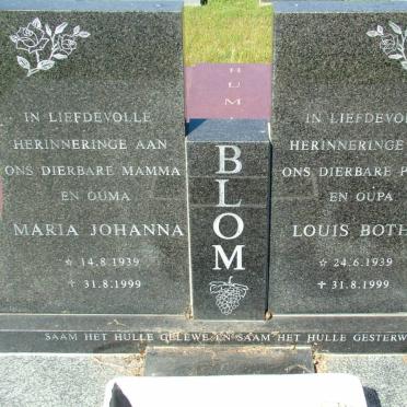 BLOM Louis Botha 1939-1999 &amp; Maria Johanna 1939-1999