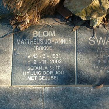 BLOM Mattheus Johannes 1931-2002 :: SWART Aletta Johanna nee BLOM 1927-2002